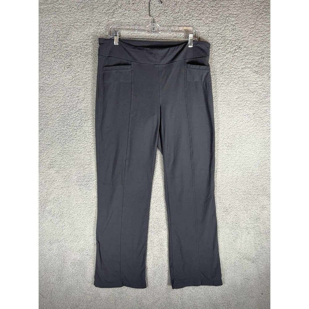 Athleta Tech Stretch Metro Classic Yoga Pants Womens XL Gray Straight Leg Pocket
